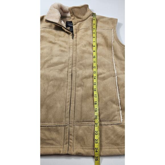 Straight down sz large L suede sherpa SOFT lined zip front vest Warm winter EUC - Picture 8 of 8